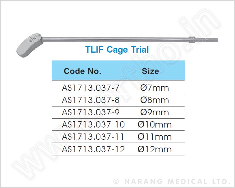 AS1713.037-7 - TLIF Cage Trial Ø7mm