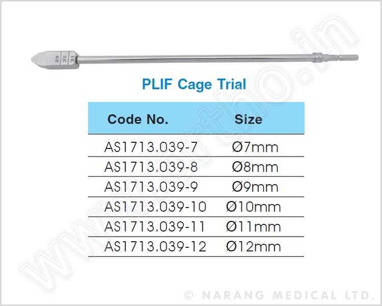 AS1713.039-7 - PLIF Cage Trial Ø7mm