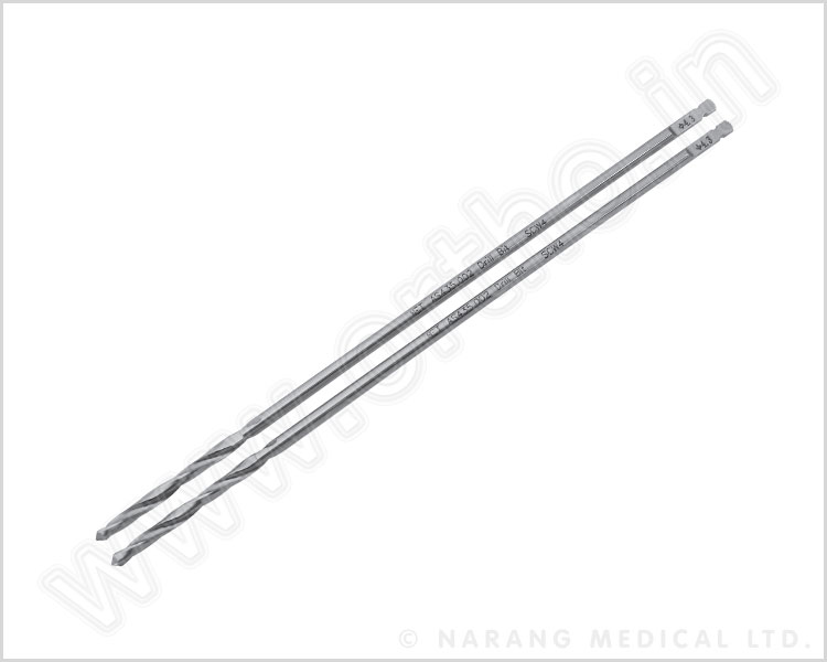Drill Bit Ø 4.3mm, Length 221mm, Calibrated, 2-flute, for Quick Coupling