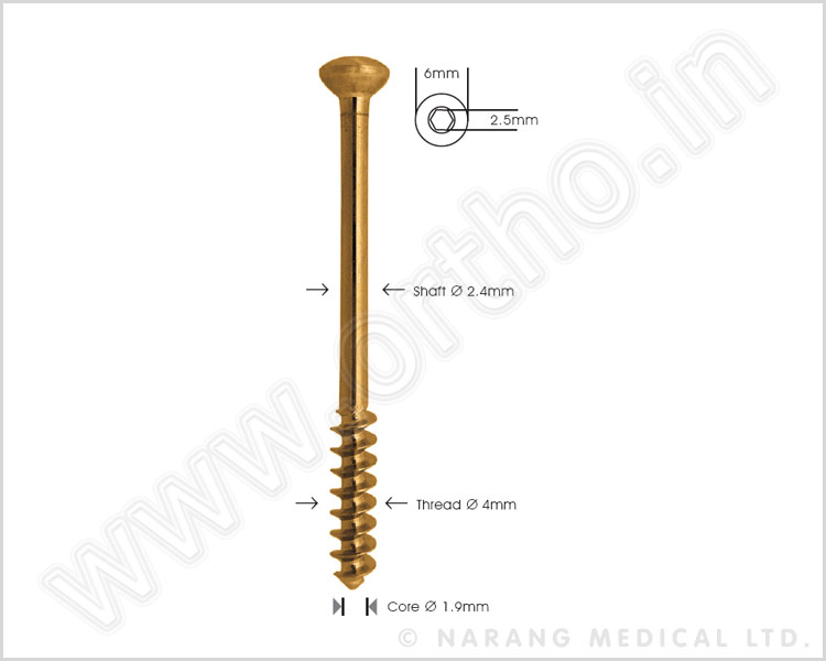Cancellous Bone Screw Ø 4.0mm Short-Thread - Self Tapping