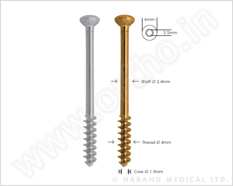 Cancellous Bone Screw Ø 4.0mm, Short-thread